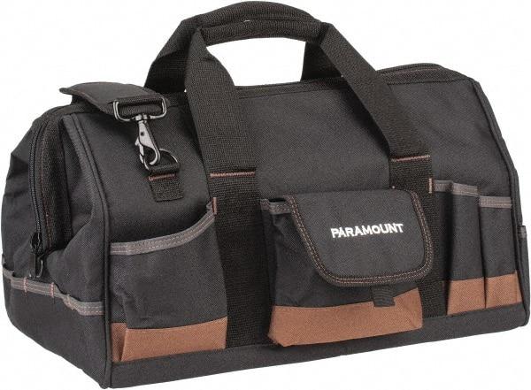 Paramount - 31 Pocket Black & Brown Polyester Tool Bag - 18" Wide x 11" Deep x 12" High - Caliber Tooling