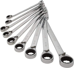 Paramount - 9 Piece, 9/32" to 3/4", 12 Point Ratcheting Reversible Combination Wrench Set - Inch Measurement Standard, Chrome Finish, Comes in Canvas Roll - Caliber Tooling