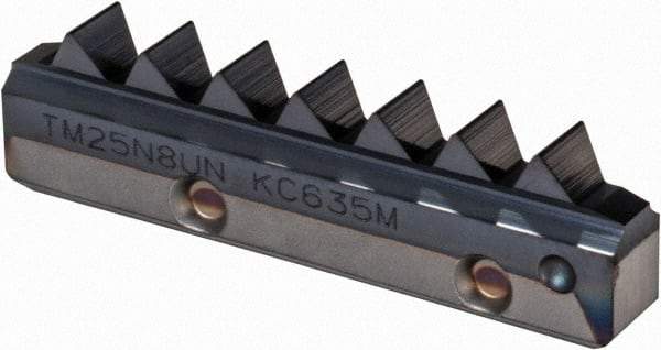 Kennametal - 8 TPI, Internal Thread, UN Standard, TM25 KC635M Grade Thread Mill Insert - Carbide, TiAlN Coating - Caliber Tooling