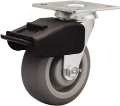 Hamilton - 5" Diam x 2" Wide x 6-1/2" OAH Top Plate Mount Swivel Caster - Rubber Mold on Polyolefin, 350 Lb Capacity, Straight Roller Bearing, 4 x 4-1/2" Plate - Caliber Tooling