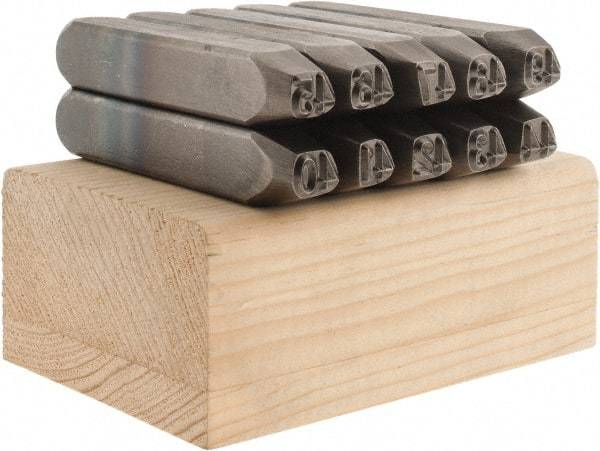 C.H. Hanson - 10 Piece, 1/4" Character Steel Stamp Set - Double Digit Figures, Double Digits - Caliber Tooling