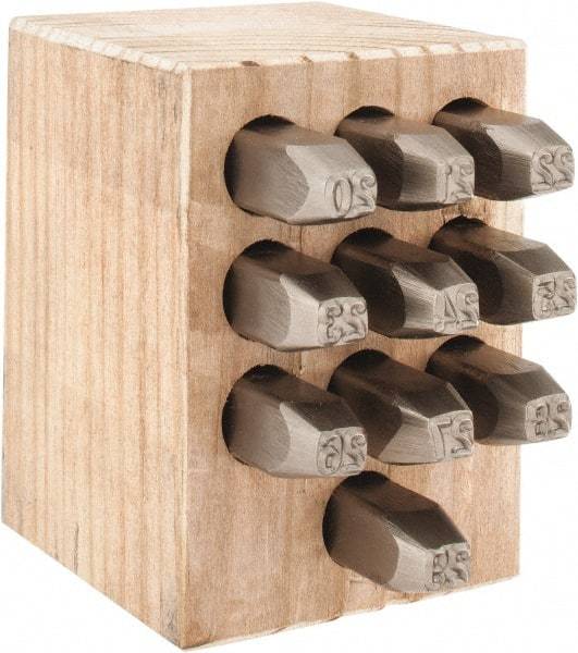 C.H. Hanson - 10 Piece, 1/4" Character Steel Stamp Set - Double Digit Figures, Double Digits - Caliber Tooling