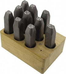 C.H. Hanson - 10 Piece, 1/4" Character Steel Stamp Set - Double Digit Figures, Double Digits - Caliber Tooling