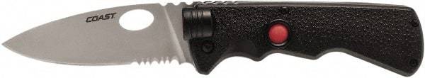 Coast Cutlery - 3-3/4" Blade, 8-1/2" OAL, Liner Lock Folding Knife - 4-3/4" Closed Length, Plastic - Caliber Tooling