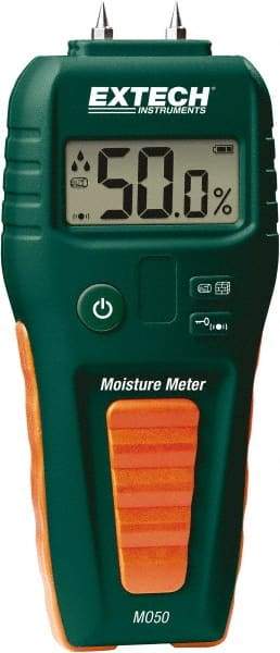 FLIR - 41 to 113°F Operating Temp, Moisture Meter - Digital Display, Accurate to ±3%, Includes (4) Pins, Protective Cap, 9V Battery - Caliber Tooling