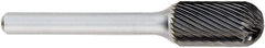 OSG - 1/2" Cut Diam, 1/4" Shank Diam, Cylinder with Radius Head Fluted Cut Burr - Carbide, Radius End, 1" LOC, 2" OAL - Caliber Tooling