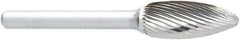 OSG - 3/4" Cut Diam, 1/4" Shank Diam, Flame Head Fluted Cut Burr - Carbide, Radius End, 1-5/8" LOC, 2" OAL - Caliber Tooling