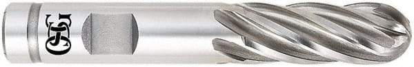 OSG - 1-1/4" Diam, 2" LOC, 4 Flute Powdered Metal Ball End Mill - Uncoated, Single End, 4-1/2" OAL, 1-1/4" Shank Diam, Spiral Flute - Caliber Tooling