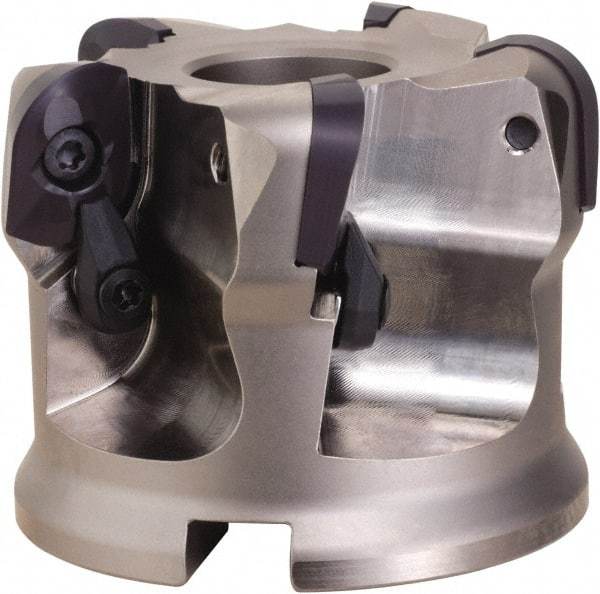 OSG - 4 Inserts, 3.15" Cutter Diam, 0.118" Max Depth of Cut, Indexable High-Feed Face Mill - 1.063" Arbor Hole Diam, 2.48" High, DFR20R080M27.0-04 Toolholder, ADMT20.. Inserts, Series PHOENIX-PDR - Caliber Tooling