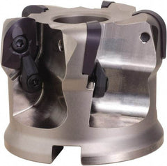 OSG - 4 Inserts, 2.48" Cutter Diam, 0.118" Max Depth of Cut, Indexable High-Feed Face Mill - 1" Arbor Hole Diam, 2.756" High, DFR20R063M25.4-04 Toolholder, ADMT20.. Inserts, Series PHOENIX-PDR - Caliber Tooling