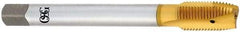 OSG - 1-8 UNC, 3 Flute, TiN Finish, Vanadium High Speed Steel Spiral Point Tap - Plug Chamfer, Right Hand Thread, 2-1/2" Thread Length, 0.8" Shank Diam, 2B Class of Fit, Series 260 - Exact Industrial Supply