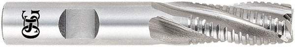 OSG - 2" Diam, 2" LOC, 8 Flute Cobalt Roughing & Finishing Square End Mill - Uncoated, 4-1/2" OAL, 1-1/4" Shank Diam, Weldon Shank, 30° Helix, Centercutting, Regular Length - Caliber Tooling