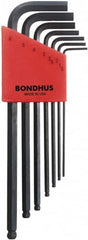 Bondhus - 7 Piece L-Key Ball End Hex Key Set - Hex Range 1.5 to 6mm, 8-3/4" OAL, Protanium High Torque Steel - Caliber Tooling