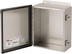 nVent Hoffman - Stainless Steel Junction Box Enclosure Hinge Flat Cover - NEMA 4, 12, 13, 4X, 10" Wide x 12" High x 6" Deep - Caliber Tooling