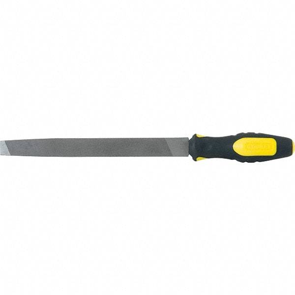 Stanley - 8" Long, Bastard Cut, Flat American-Pattern File - Single Cut, 2.9" Overall Thickness, Handle - Caliber Tooling