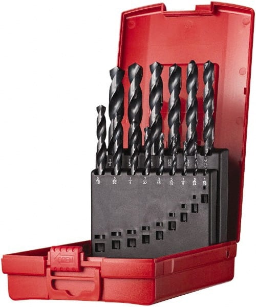 DORMER - 1/16 to 1/2", 118° Point, Oxide Finish, High Speed Steel Jobber Length Drill Bit Set - Caliber Tooling