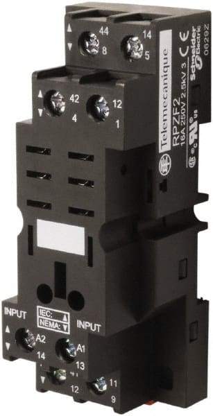 Square D - 8 Pins, 250 Volt, 16 Amp, DPDT, Ice Cube Relay Socket - DIN Rail Mount, Screw Panel Mount, Screw Clamp Terminal - Caliber Tooling