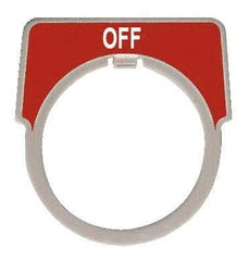 Square D - Half Round, Aluminum Legend Plate - Off - Red Background, White Letters, 1.18 Inch Hole Diameter - Caliber Tooling