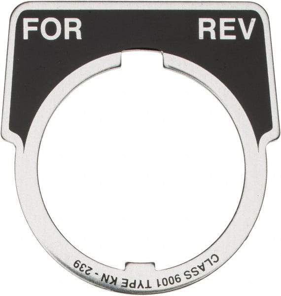 Square D - Metal Legend Plate - For-Rev - Black Background, White Letters, 30mm Hole Diameter - Caliber Tooling