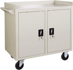 Value Collection - 1,000 Lb Capacity, 2 Shelf, 1 Drawer, 2 Door Mobile Cabinet - 36" Wide x 22" Deep x 38.19" High, Steel, Putty - Caliber Tooling