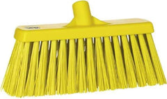 Vikan - 12" Heavy Duty Synthetic Push Broom - 2" Bristle Length, Plastic Block, European Threaded Handle Connection - Caliber Tooling