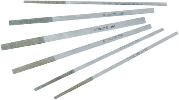 Strauss - 5.118" OAL Very Fine Flat Needle Diamond File - 0.1575" Wide x 0.118" Thick, 1.18 LOC, Gray, 54 Grit - Caliber Tooling