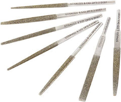 Strauss - 3.346" OAL Fine Equalling Needle Diamond File - 1/5" Wide x 1/16" Thick, 1.77 LOC, Gray, 91 Grit - Caliber Tooling