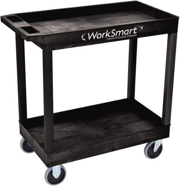 Value Collection - 500 Lb Capacity, 18" Wide x 35" Long x 35" High Shelf Cart - 2 Shelf, Plastic, 2 Rigid/2 Swivel Casters - Caliber Tooling