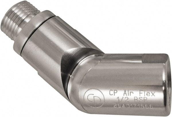 Chicago Pneumatic - 1/2 Male x Female NPT Pneumatic Hose Swivel Fitting - 1/2" ID, Aluminum, Industrial Interchange, 1-5/32" Body Diam - Caliber Tooling