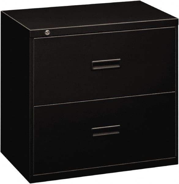 Basyx - 30" Wide x 28-3/8" High x 19-1/4" Deep, 2 Drawer Lateral File - Steel, Black - Caliber Tooling