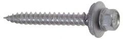 Buildex - #9 Hex Washer Head Sheet Metal Screw - Steel, 3" Length Under Head - Caliber Tooling