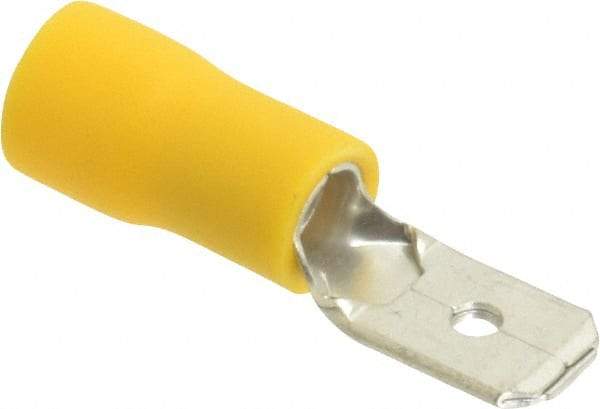 Thomas & Betts - 12 to 10 AWG, Vinyl, Fully Insulated, Male Wire Disconnect - 1/4 Inch Wide Tab, Yellow, RoHS Compliant, UL 94 V-0 - Caliber Tooling