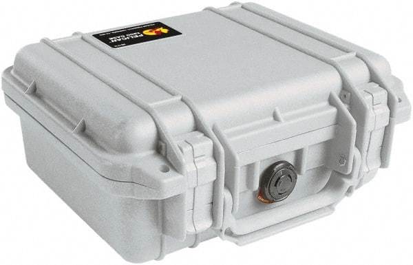 Pelican Products, Inc. - 9-11/16" Wide x 4-7/8" High, Clamshell Hard Case - Silver, Polyethylene - Caliber Tooling