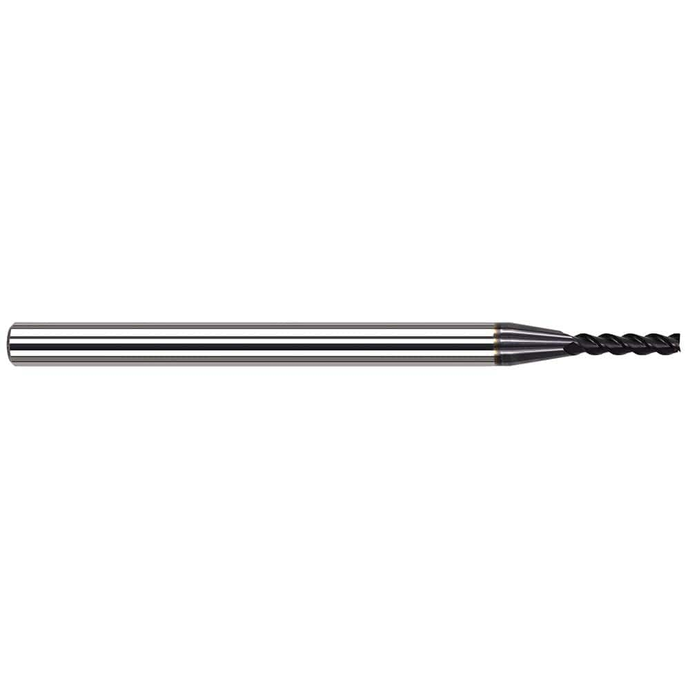 Corner Radius End Mill: 3/16″ Dia, 1″ LOC, 0.02″ Radius, 4 Flutes, Solid Carbide 3″ OAL, 3/16″ Shank Dia, 34 ° Helix, AlTiN Coated, Corner Radius End