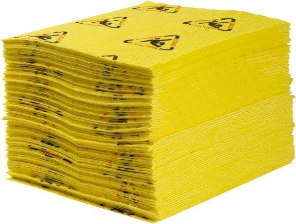 Brady SPC Sorbents - 60 Gal Capacity per Package, Chemical/Hazmat Mat - 19" Long x 15" Wide, Yellow, Polypropylene - Caliber Tooling