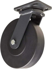 Hamilton - 8" Diam x 2" Wide x 9-1/2" OAH Top Plate Mount Swivel Caster - Nylon, 2,000 Lb Capacity, Sealed Precision Ball Bearing, 4 x 5" Plate - Caliber Tooling