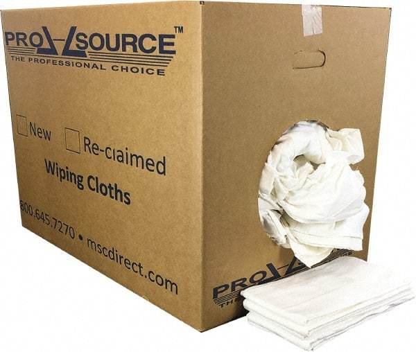 PRO-SOURCE - 12 Inch Long x 20 Inch Wide Virgin Cotton Diaper Rags - White, Knit, Lint Free, 50 Lbs. at 2 to 4 per Pound, Box - Caliber Tooling