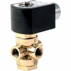 Parker - 120/60 - 110/50 VAC 1/4" NPT Port Brass Three-Way Direct Acting Solenoid Valve - Caliber Tooling