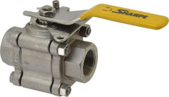 Sharpe Valves - 1" Pipe, Full Port, Stainless Steel Standard Ball Valve - 3 Piece, Inline - One Way Flow, FNPT x FNPT Ends, Locking Lever Handle, 1,000 WOG, 125 WSP - Caliber Tooling