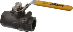 Sharpe Valves - 3/4" Pipe, Standard Port, Carbon Steel Steam Service Ball Valve - 1 Piece, Inline - One Way Flow, FNPT x FNPT Ends, Locking Lever Handle, 2,000 WOG, 250 WSP - Caliber Tooling