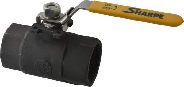 Sharpe Valves - 2" Pipe, Standard Port, Carbon Steel Steam Service Ball Valve - 1 Piece, Inline - One Way Flow, FNPT x FNPT Ends, Locking Lever Handle, 1,500 WOG, 250 WSP - Caliber Tooling