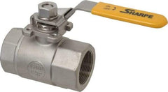 Sharpe Valves - 1-1/2" Pipe, Standard Port, Stainless Steel Steam Service Ball Valve - 1 Piece, Inline - One Way Flow, FNPT x FNPT Ends, Locking Lever Handle, 1,500 WOG, 250 WSP - Caliber Tooling