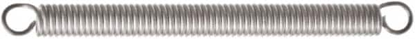 Associated Spring Raymond - 20mm OD, 244.07 N Max Load, 146.4mm Max Ext Len, Stainless Steel Extension Spring - 23.32 Lb/In Rating, 8.26 Lb Init Tension, 95.8mm Free Length - Caliber Tooling