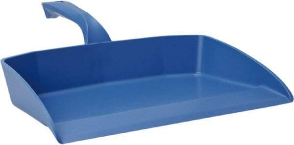 Vikan - 12-1/2" Wide Handheld Dustpan - Plastic Body, 4-1/2" Handle, Blue - Caliber Tooling