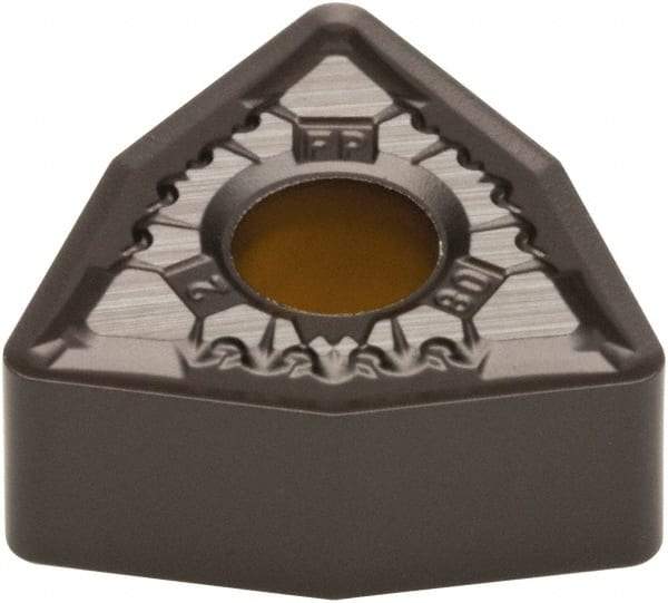 Kennametal - WNMG432 FP Grade KCP10 Carbide Turning Insert - TiN Finish, 80° Trigon, 1/2" Inscr Circle, 3/16" Thick, 1/32" Corner Radius - Caliber Tooling