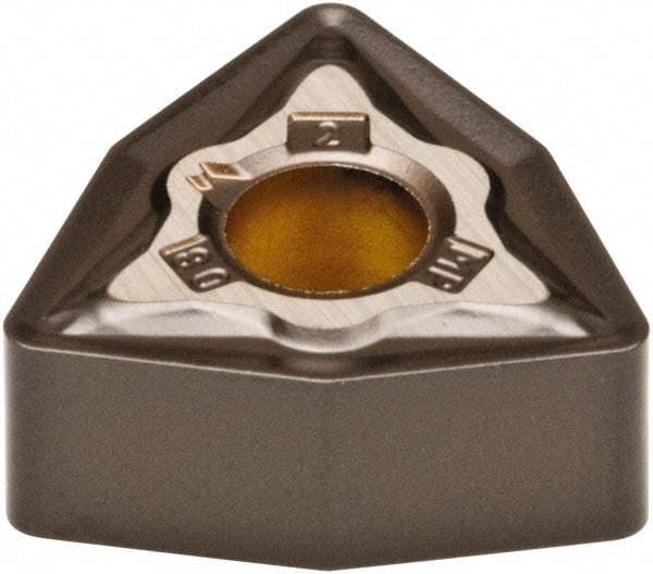 Kennametal - WNMG433 MP Grade KCP10 Carbide Turning Insert - TiN Finish, 80° Trigon, 1/2" Inscr Circle, 3/16" Thick, 3/64" Corner Radius - Caliber Tooling