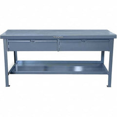 Strong Hold - Stationary Work Benches, Tables Type: Work Table with Drawer Top Material: 7 Gauge Steel - Caliber Tooling