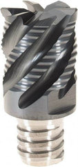 Iscar - MM ERS Grade IC908 Carbide End Milling Tip Insert - TiAlN Finish, 6 Flutes, 3/4" Cutting Diam, 0.59" Depth of Cut, 1" Extension, 45° Helix - Caliber Tooling