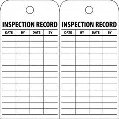 NMC - 3" High x 6" Long, INSPECTION RECORD, English Safety & Facility Inspection Tag - Tag Header: Notice, 2 Sides, White Poly - Caliber Tooling