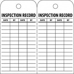 NMC - 3" High x 6" Long, INSPECTION RECORD, English Safety & Facility Inspection Tag - Tag Header: Notice, 2 Sides, White Poly - Caliber Tooling